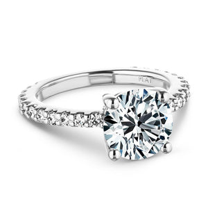 Beautiful pave set diamond accented engagement ring with 1.5ct round cut lab grown diamond in platinum setting