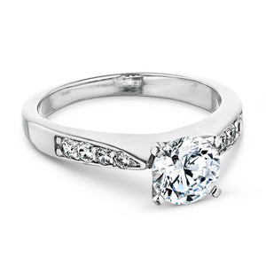  engagement ring Shown with a 1.0ct Round cut Lab-Grown Diamond with accenting stones on the band in recycled 14K white gold