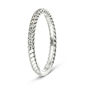  Helix wedding band diamond accented rope detailed recycled 14K white gold