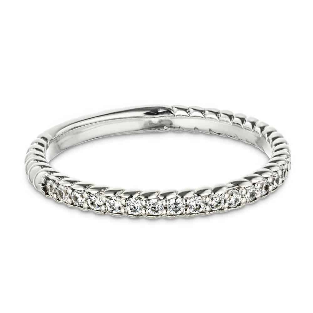 Helix Wedding Band featuring diamond accented rope detailing shown in recycled 14K white gold 
