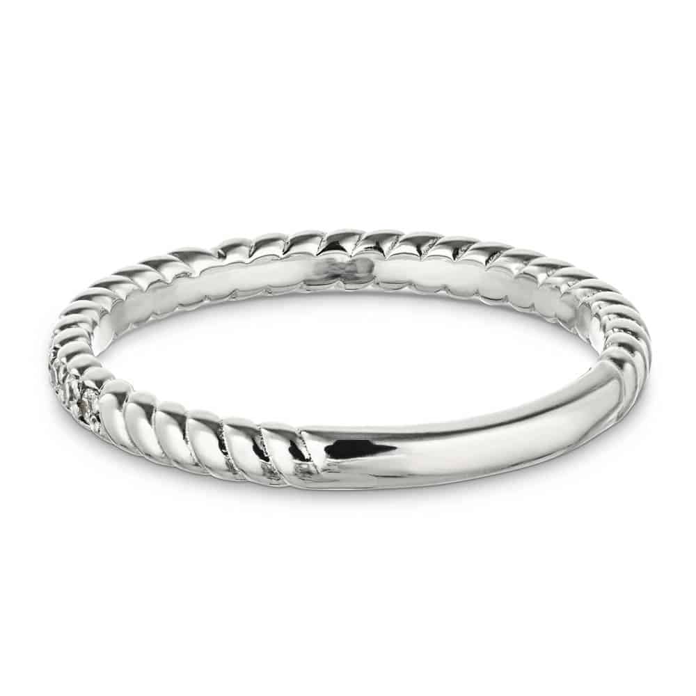 Helix Wedding Band featuring diamond accented rope detailing shown in recycled 14K white gold 