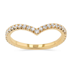 lab grown diamond accented contour band shown in 14k yellow gold metal
