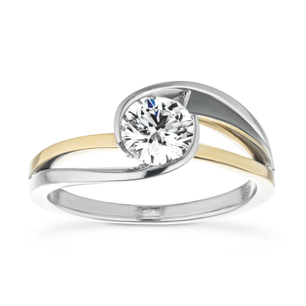 14k Yellow Gold And Platinum Two-tone Wrap Diamond Engagement Ring