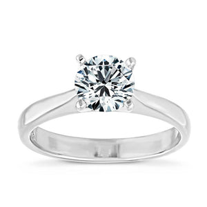 Ethical solitaire engagement ring with 1ct round cut lab grown diamond in 14k white gold