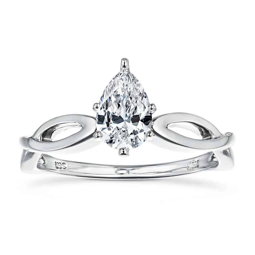 Shown with 1ct Pear Cut Lab Grown Diamond in 16k White Gold