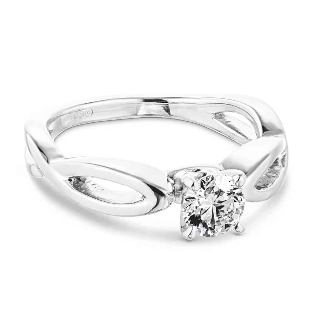 Shown with a 1.0ct Round cut Lab-Grown Diamond in recycled 14K white gold 
