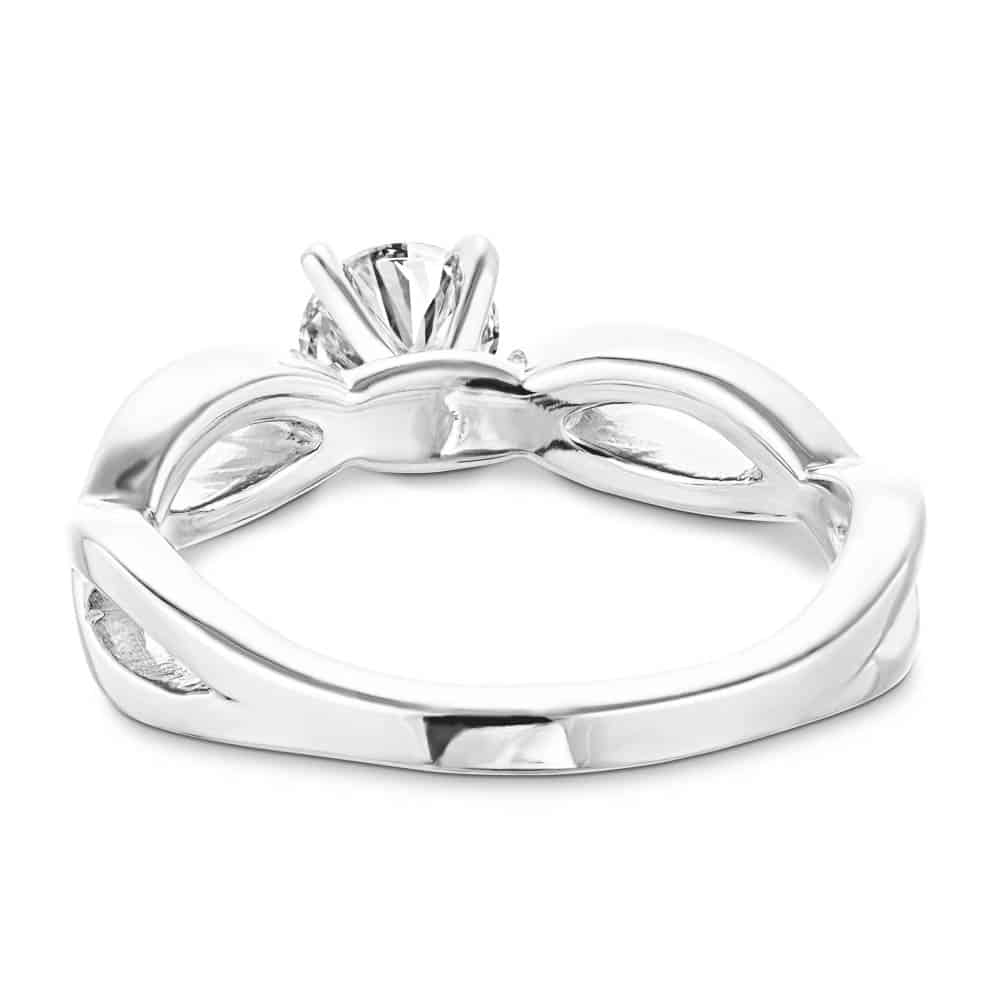 Shown with a 1.0ct Round cut Lab-Grown Diamond in recycled 14K white gold with matching wedding band| solitaire engagement ring Shown with a 1.0ct Round cut Lab-Grown Diamond in recycled 14K white gold with matching wedding band