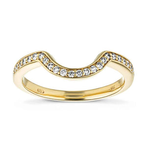  Curved diamond accented wedding band in recycled 14K yellow gold to fit Katherine Engagement ring