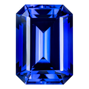 8.80 Carat Emerald Cut Blue Sapphire Lab Created Gemstone