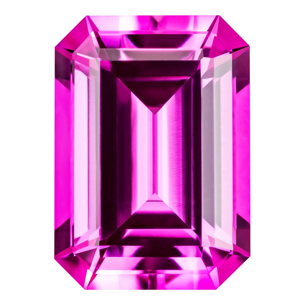 4.70 Carat Emerald Cut Pink Sapphire Lab Created Gemstone