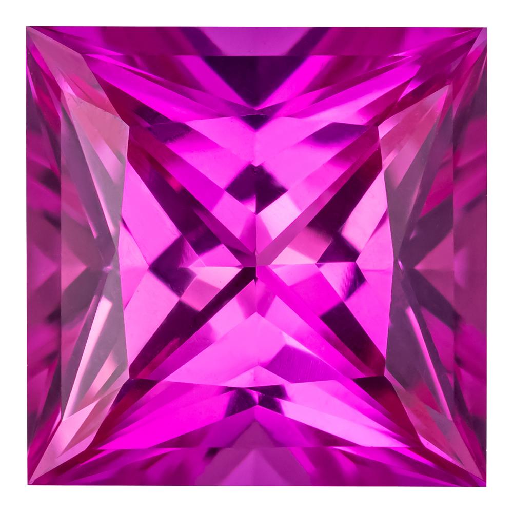 0.90 Carat Princess Cut Pink Sapphire Lab Created Gemstone