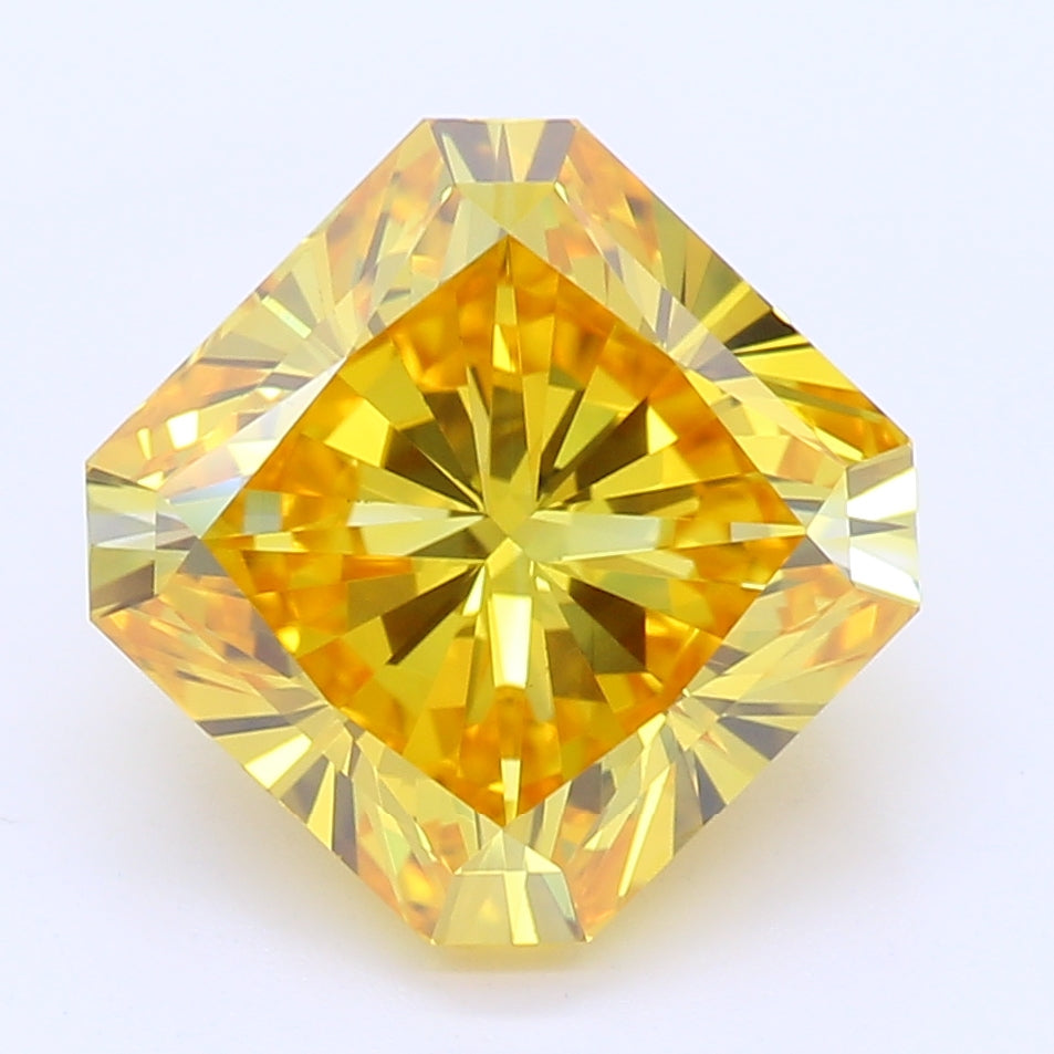2.20 Carat Radiant Cut Orangy Yellow Lab Created Diamond