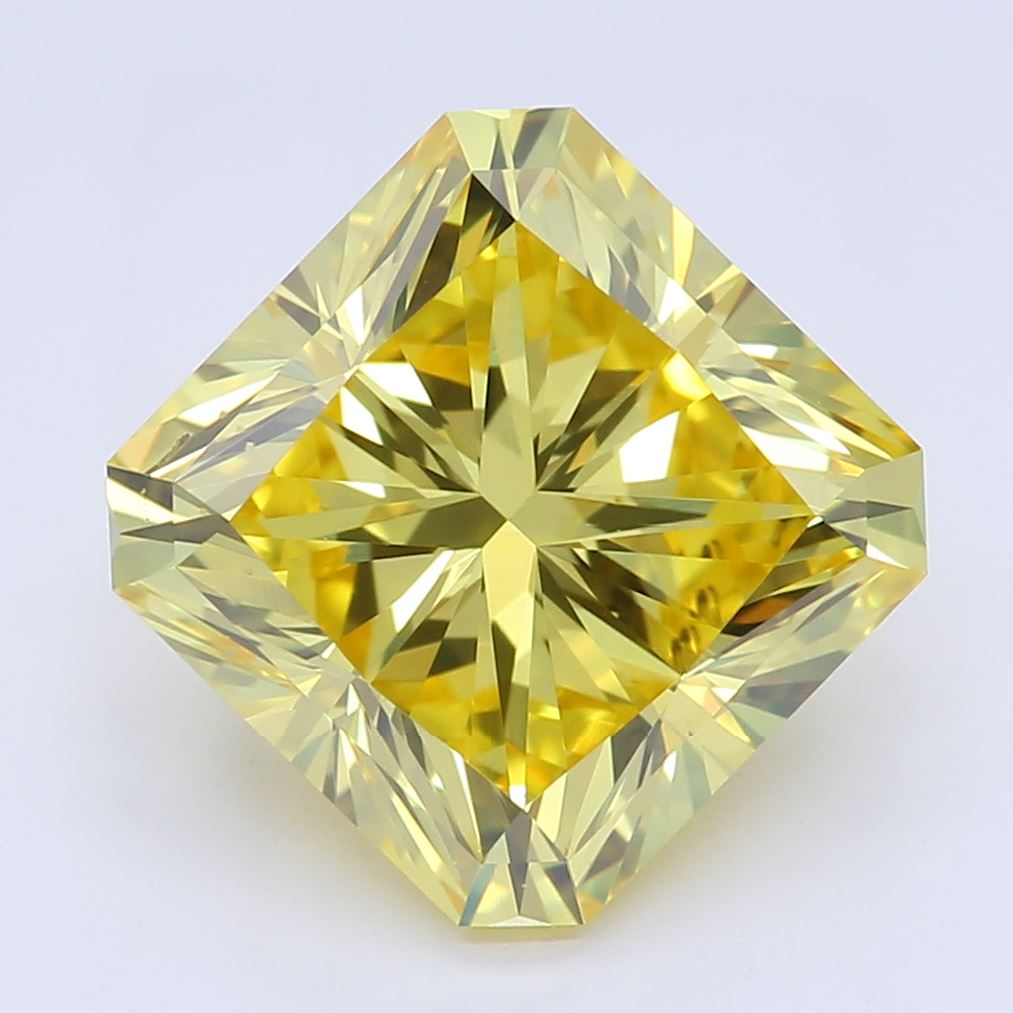 2.26 Carat Radiant Cut Orangy Yellow Lab Created Diamond