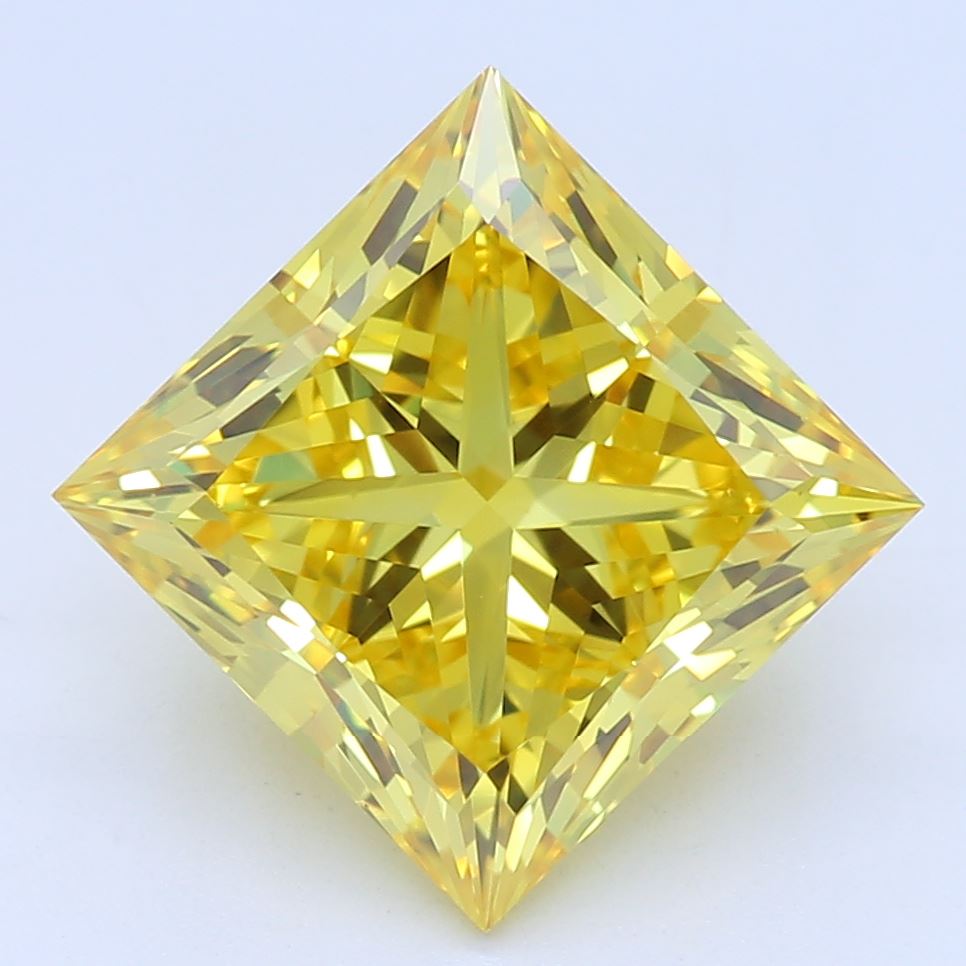 2.27 Carat Princess Cut Vivid Yellow Lab Created Diamond