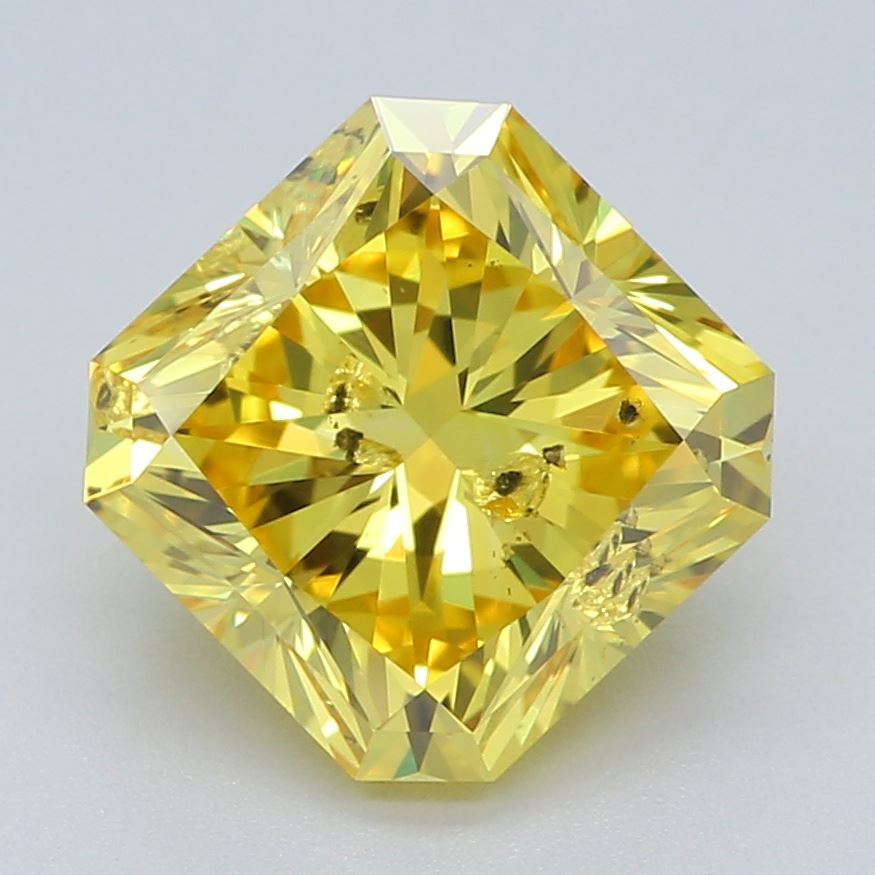 1.82 Carat Radiant Cut Vivid Yellow Lab Created Diamond
