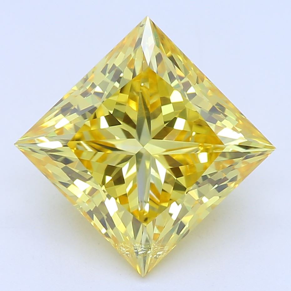 2.02 Carat Princess Cut Vivid Yellow Lab Created Diamond