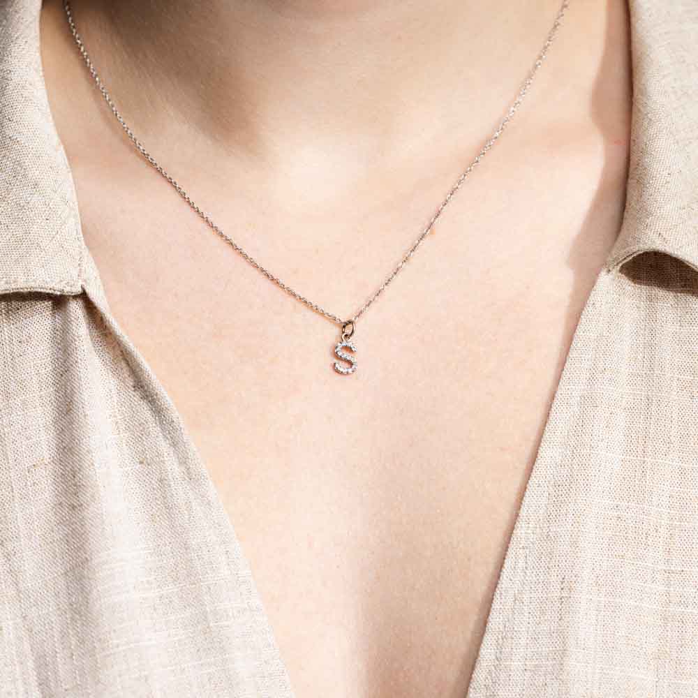 Triple Letter Diamond Bezel Necklace – Baby Gold