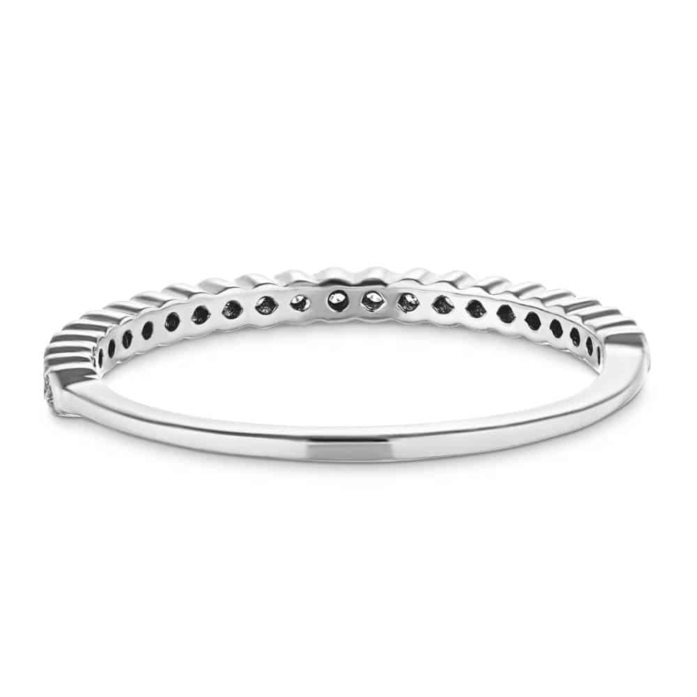 Lace Stackable Wedding Band with bezel set accented recycled diamonds in recycled 14K white gold 