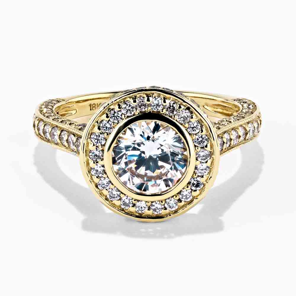 1.25ct Round Cut Diamond Hybrid® Launa Accented Engagement Ring (RTS)