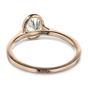 Minimalistic sleek modern design stackable engagement ring with 1ct bezel set oval cut lab grown diamond in 14k rose gold
