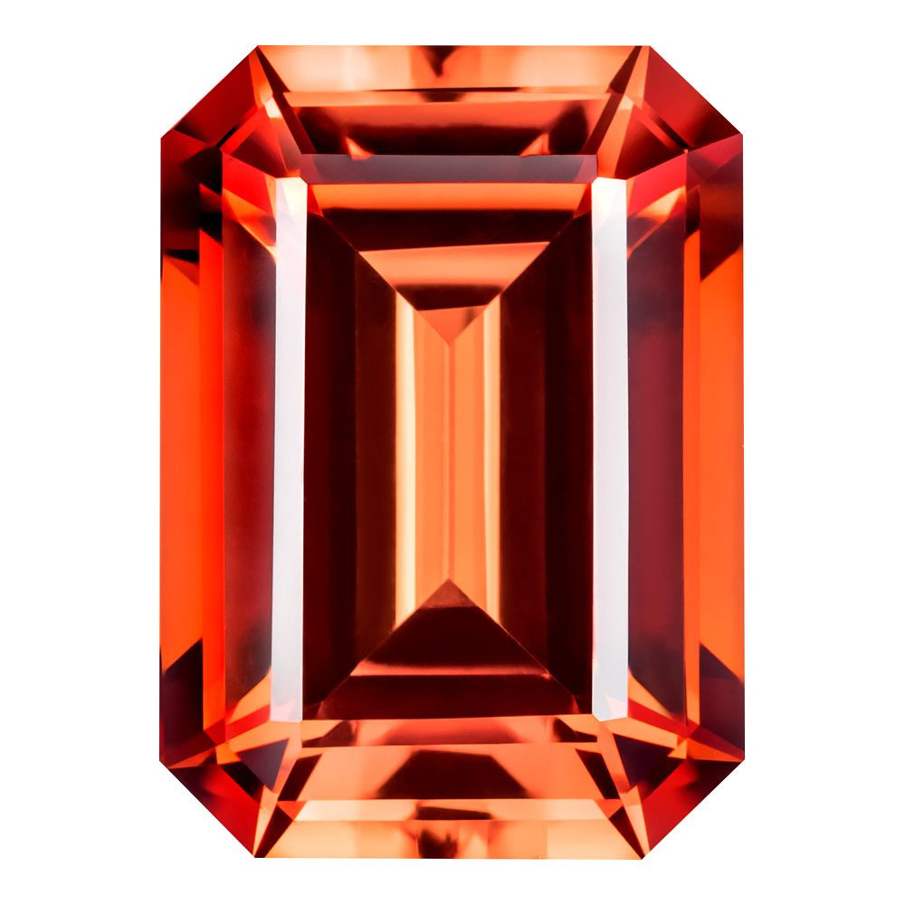 MD Fixed Emerald Cut Side Stones 0.7ct x 2 (6x4mm) - Padparadscha
