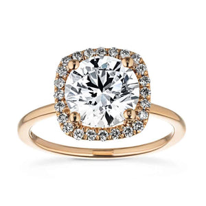 Ethical diamond halo engagement ring with 2ct round cut lab created diamond in 14k rose gold