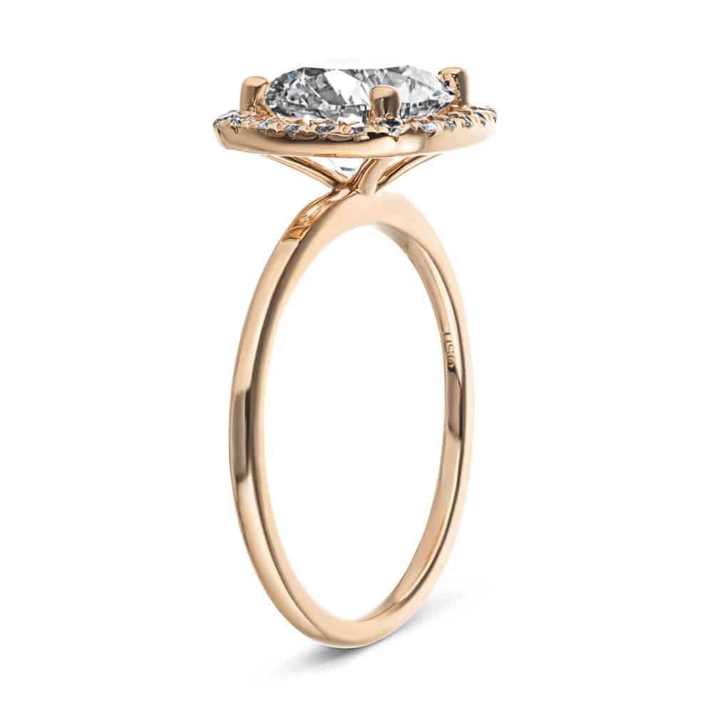 Shown with 2ct Round Cut Lab Grown Diamond in 14k Rose Gold