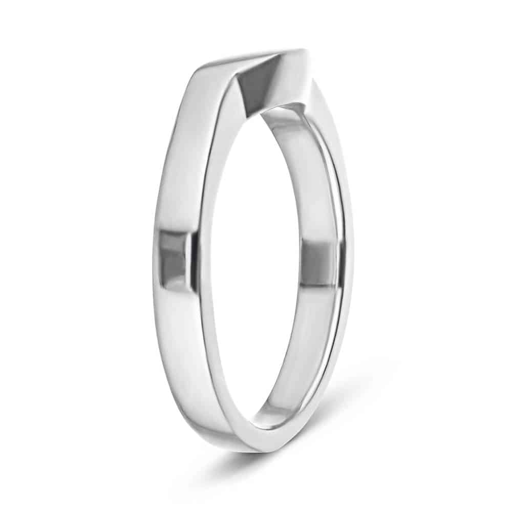 Lucy curved wedding band in recycled 14K white gold to fit the Lucy Engagement ring 