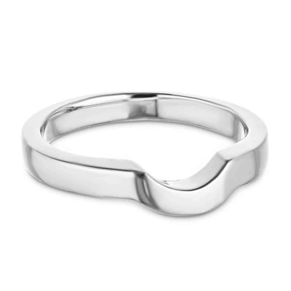 Lucy curved wedding band in recycled 14K white gold to fit the Lucy Engagement ring 