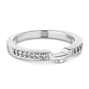  Diamond accented wedding band made to fit the Luxury Antique Engagement ring in recycled 14K white gold