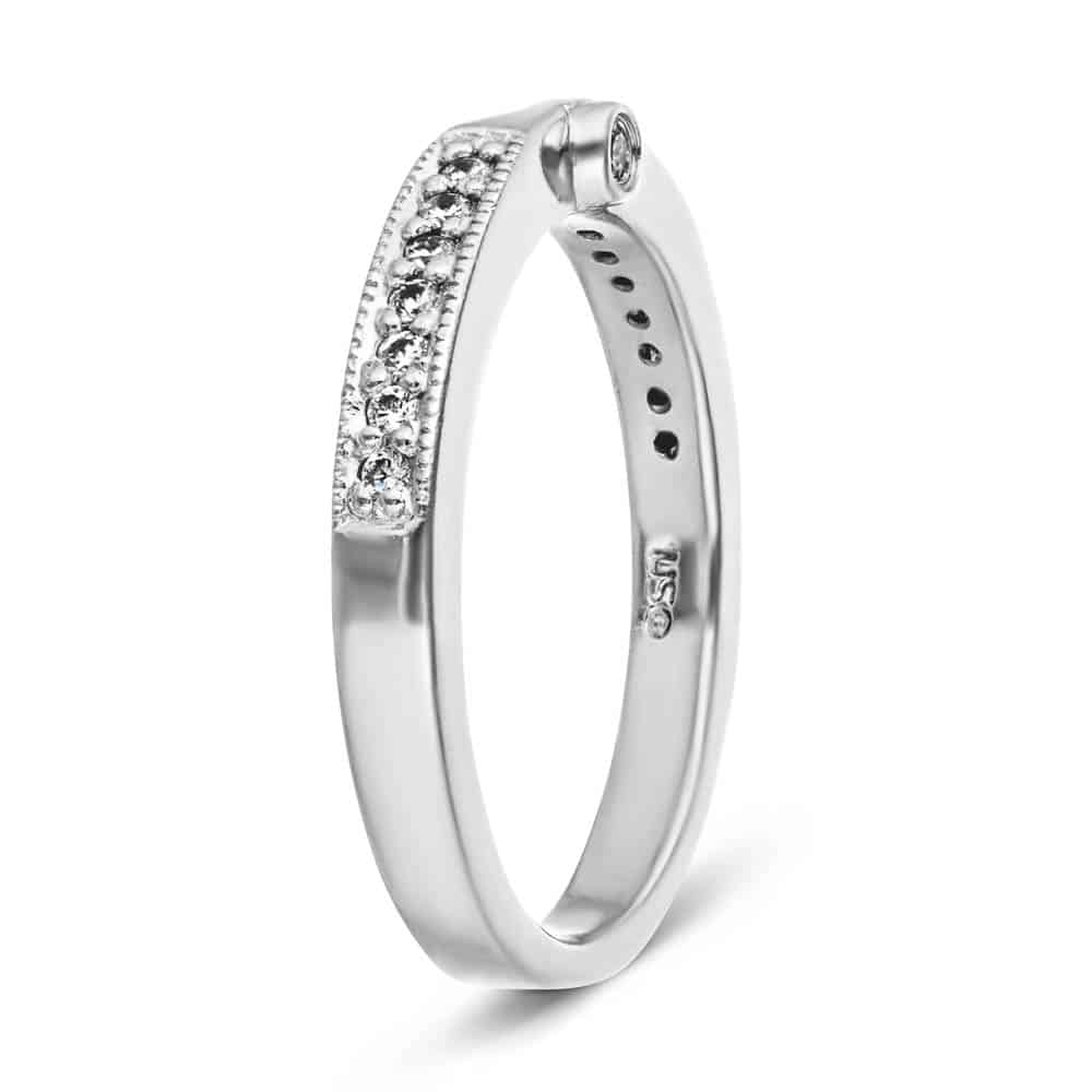 Diamond accented wedding band made to fit the Luxury Antique Engagement ring in recycled 14K white gold 