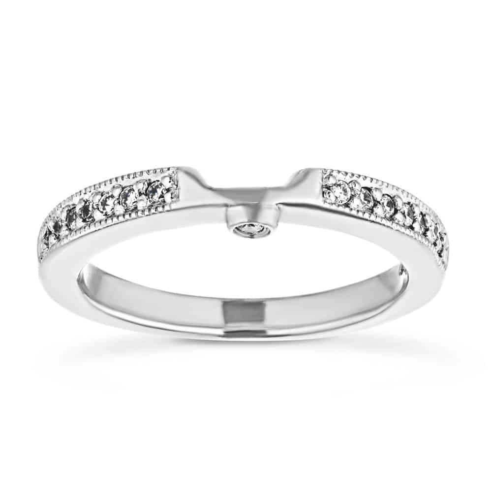 Diamond accented wedding band made to fit the Luxury Antique Engagement ring in recycled 14K white gold 