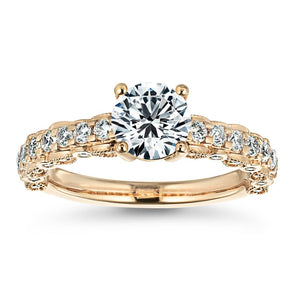 Maeve diamond accented vintage style engagement ring with milgrain detailing and a 1ct lab grown diamond center stone in 14k rose gold