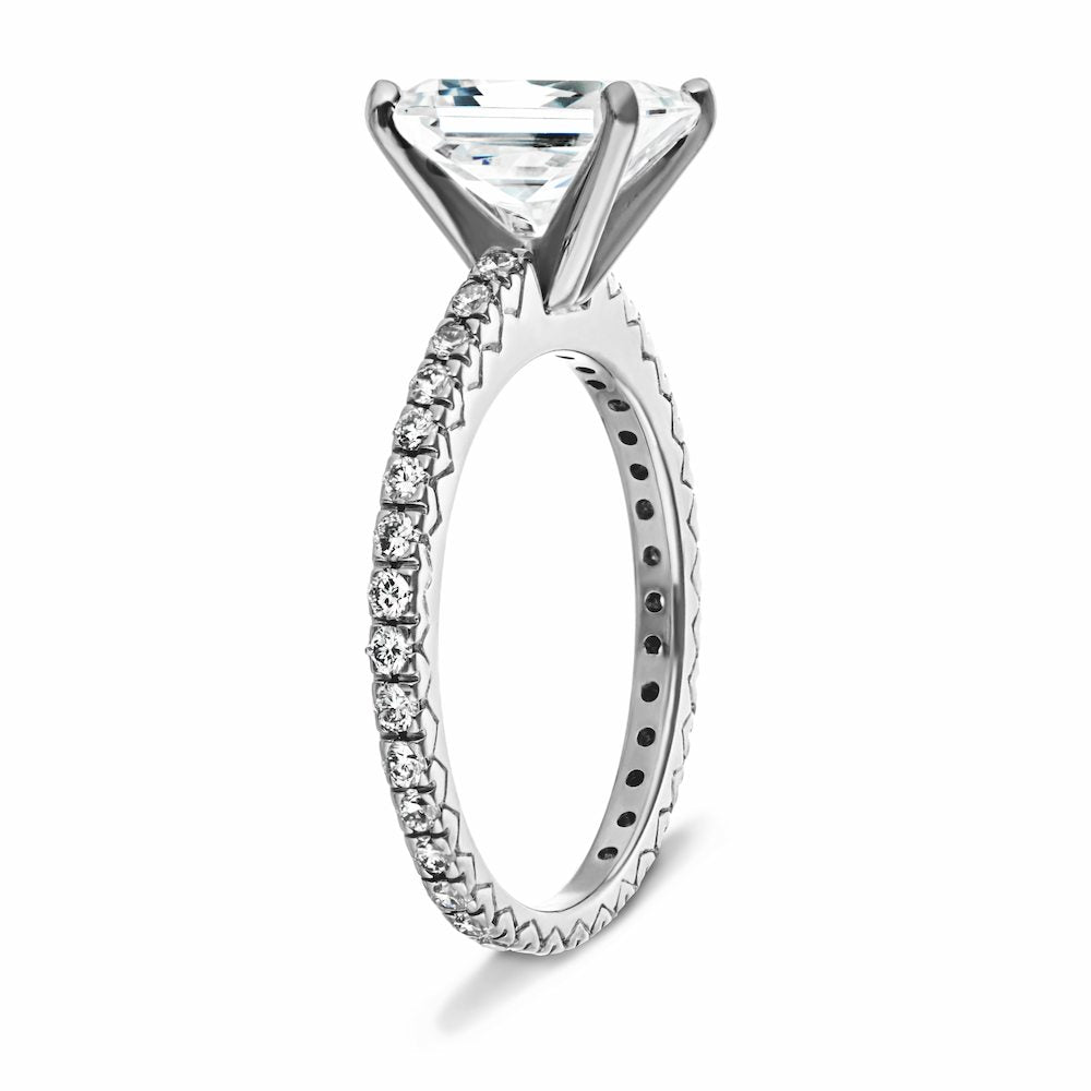 Shown with 1ct Radiant Cut Lab Grown Diamond in 14k White Gold