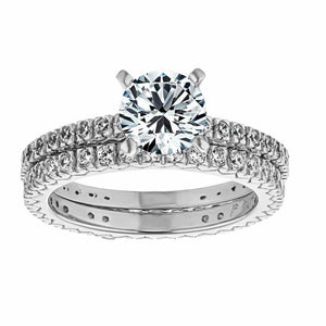 Lab grown diamond accented wedding ring set in 14k white gold