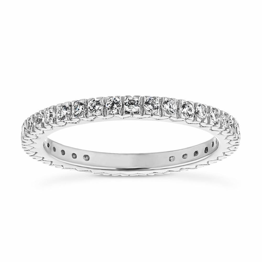 Diamond wedding band with recycled diamonds that go approximately 3/4 around the slightly squared band in recycled 14K white gold. Made to match the Marilyn Engagement ring  