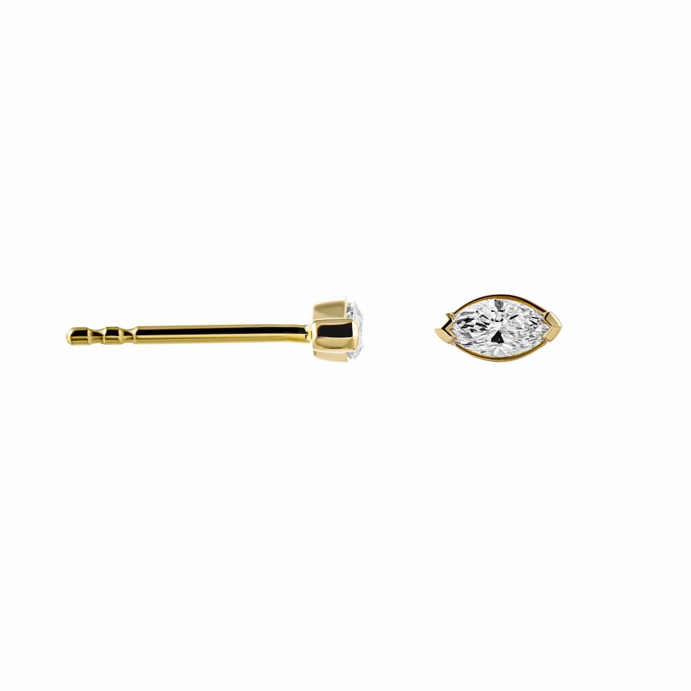 Shown in 14k Yellow Gold|Marquise Bezel Set Lab Grown Diamond Stud Earrings in 14k Yellow Gold