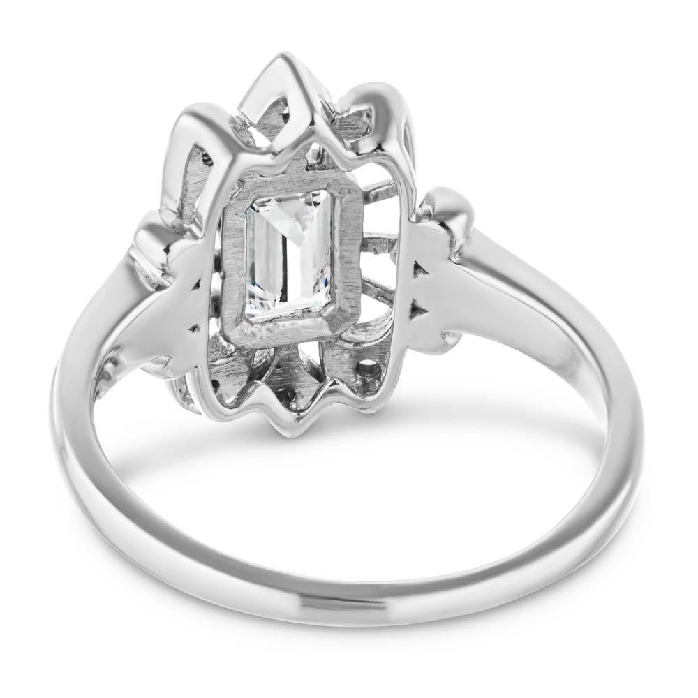 Shown with 0.5ct Emerald Cut Lab Grown Diamond in 14k White Gold