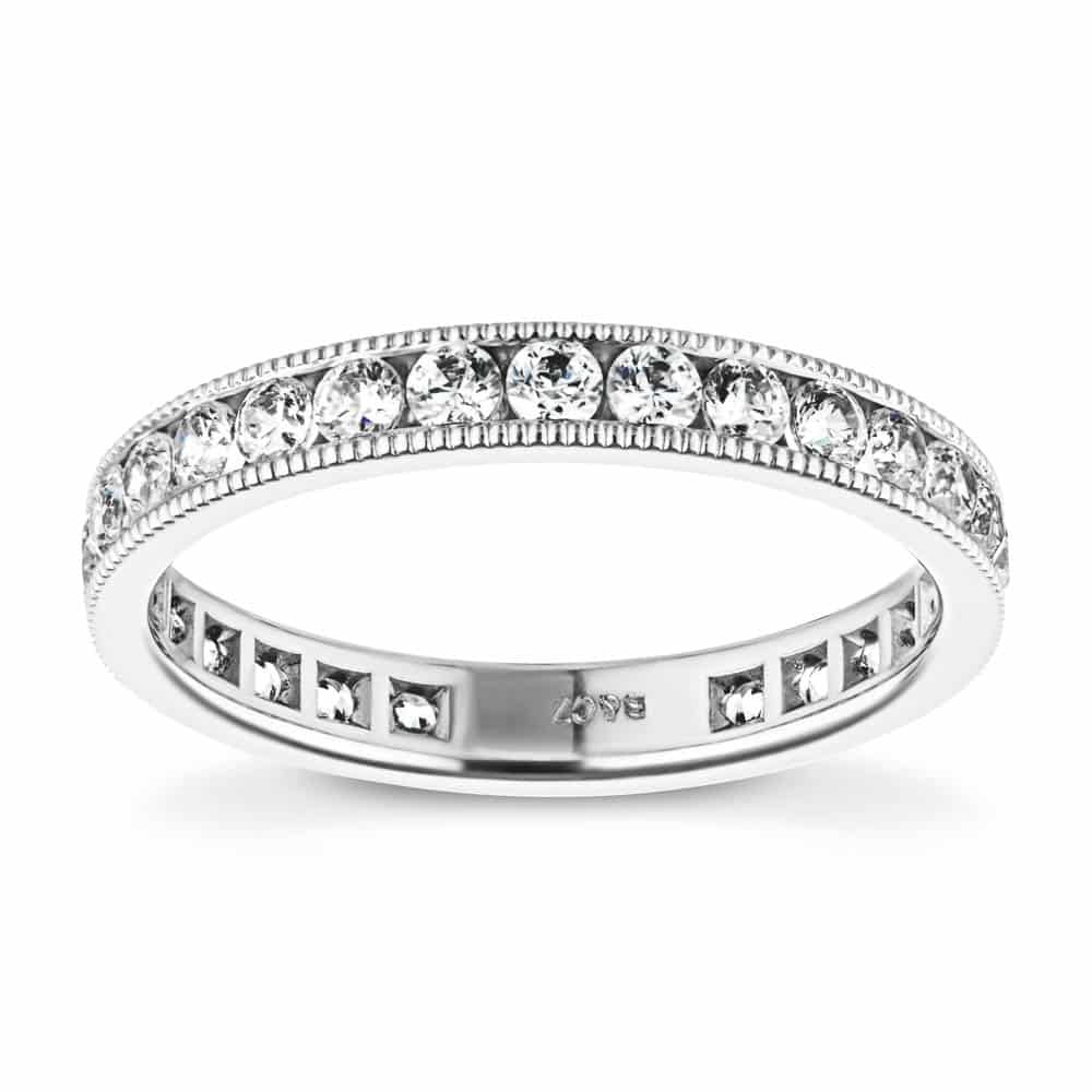 Milgrain and diamond wedding band Clearance
