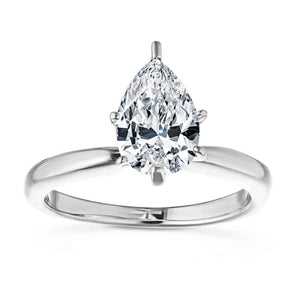 Elegant ethical teardrop solitaire engagement ring with 1ct pear cut lab grown diamond in 14k white gold band