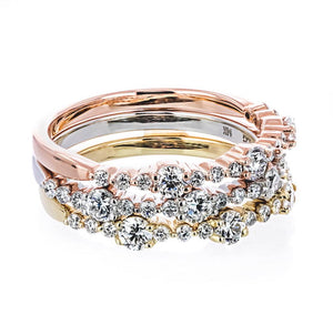  stackable fashion Lab-Grown Diamond accented band in recycled 14K white gold 14k yellow gold and 14k rose gold