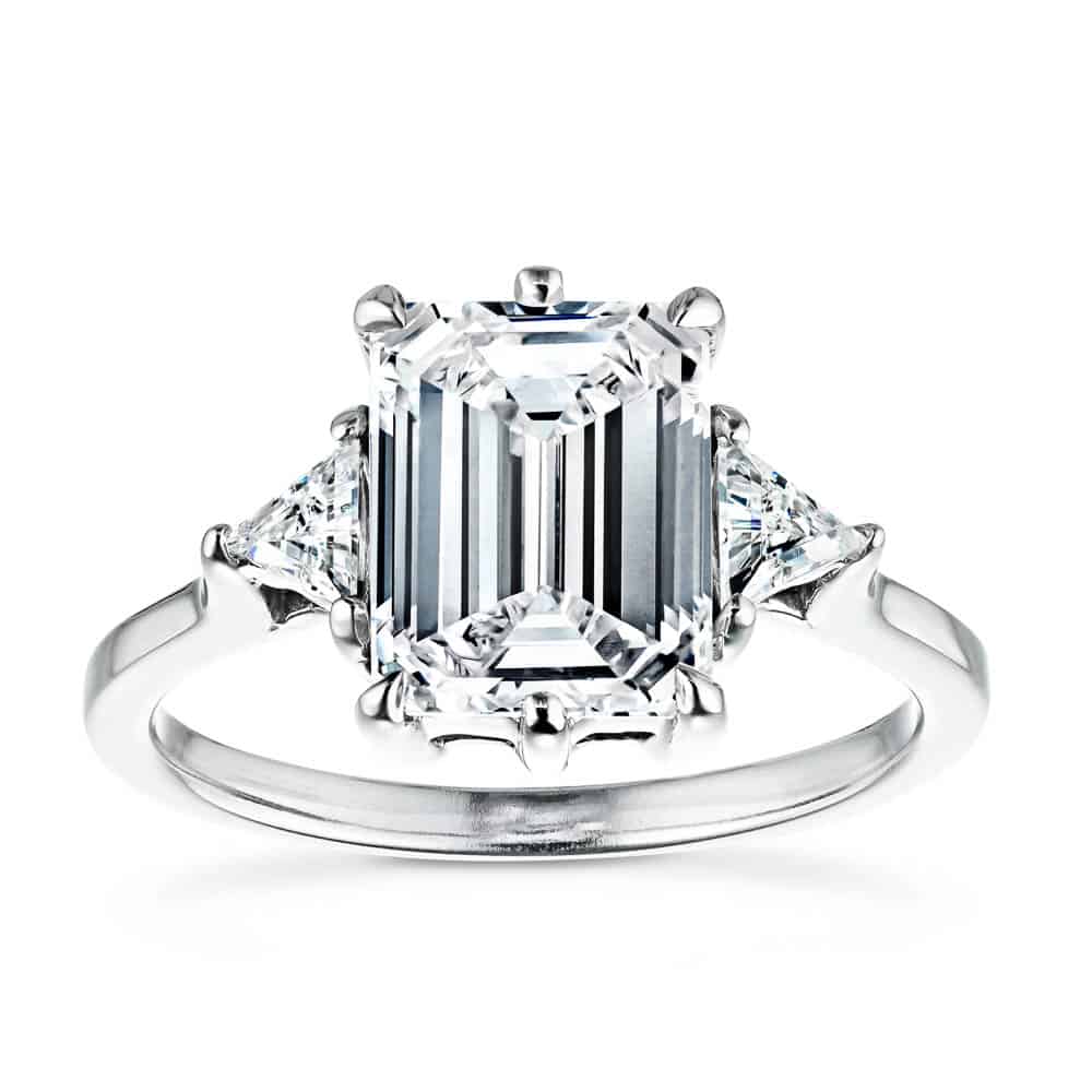 Shown with a 2ct Emerald Cut &amp; Two Triangle Cut Lab Grown Diamonds