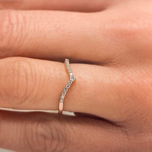  Penelope V shaped wedding band accenting diamonds recycled 14K rose gold