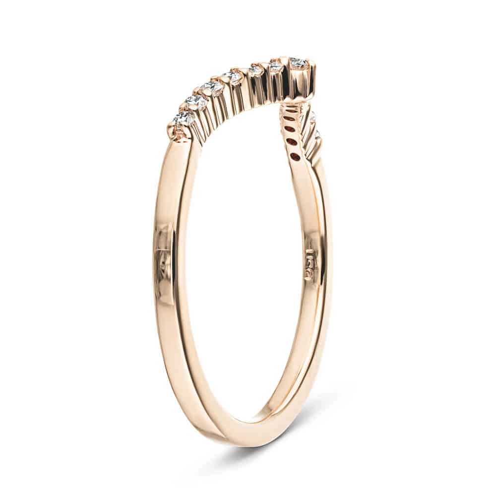Penelope V shaped wedding band with accenting diamonds in recycled 14K rose gold 