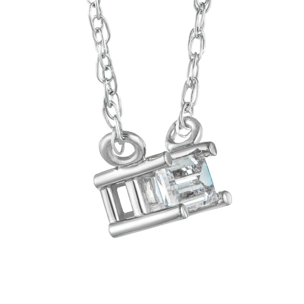 Shown here with an Emerald lab-grown diamond in recycled 14K white gold. 