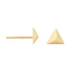  Pyramid Stud Earrings recycled solid 14K white, yellow, or rose gold