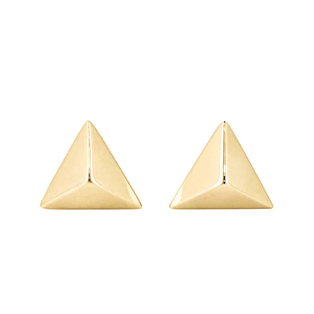 The Pyramid Stud Earrings available in your choice of recycled solid 14K white, yellow, or rose gold 