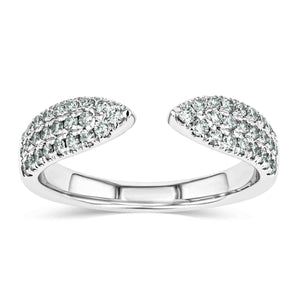 pave set open band ring with lab grown diamonds in 14k white gold