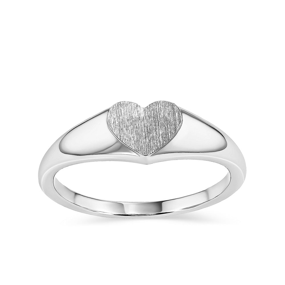 Heart Signet Ring in 14K White Gold