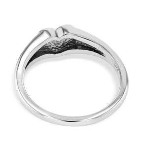 signet engravable ring with heart shape center in 14k white gold